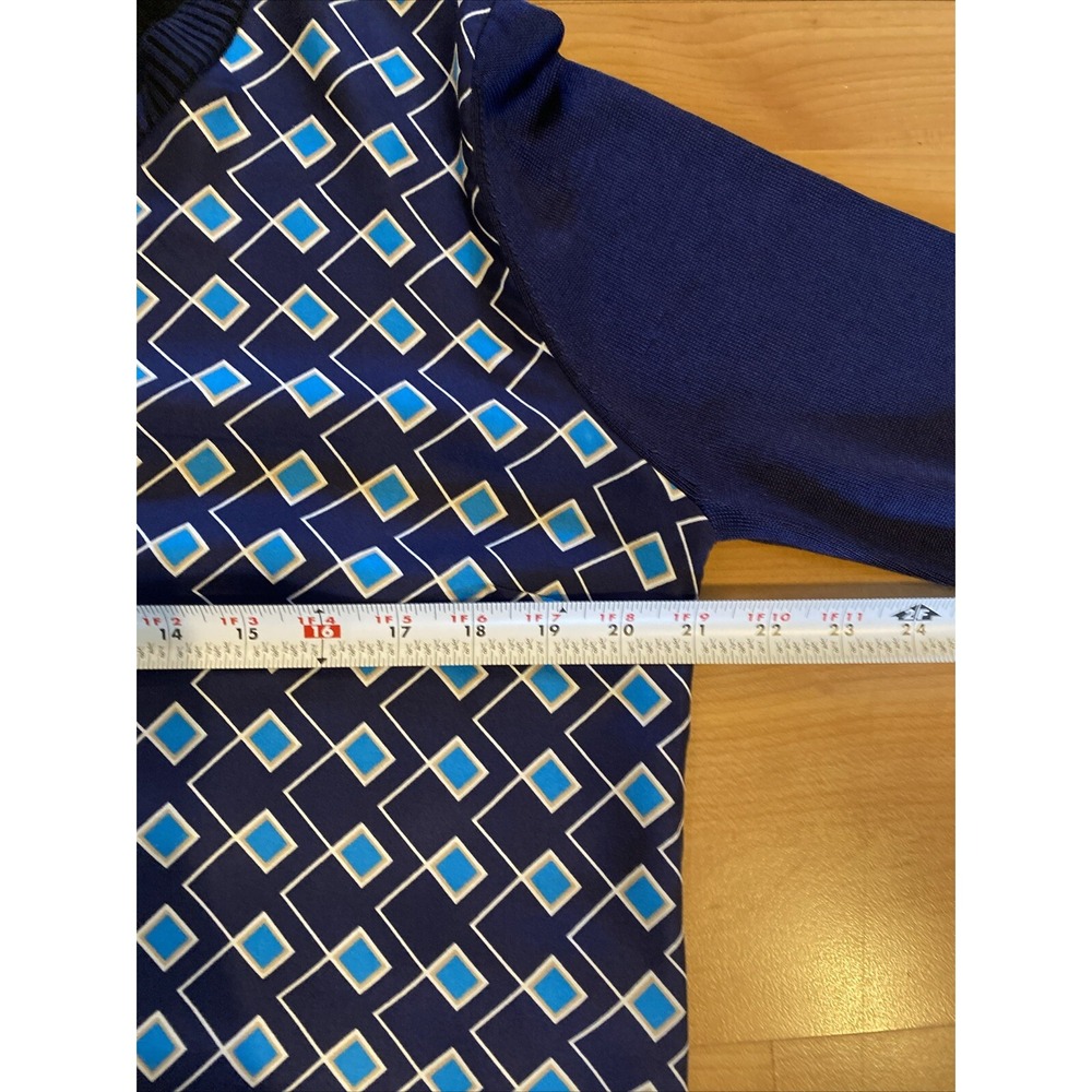 DIANE VON FURSTENBERG Sweater Silk Size M Navy Blue Pullover Classic Preppy - Picture 10 of 16